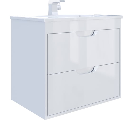 Тумба с раковиной для ванной uperwood Modul 65 см, подвесная, глянцевая, белая 393020558
