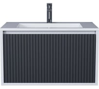 Подвесная тумба с раковиной для ванной uperwood Next Premium 70x45x42 см, белая/графит, 1 ящик 3930205162
