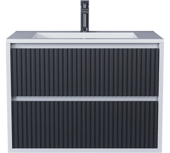Подвесная тумба с раковиной для ванной uperwood Next Premium 70x45x57 см, белая/графит, 2 ящика 3930205163