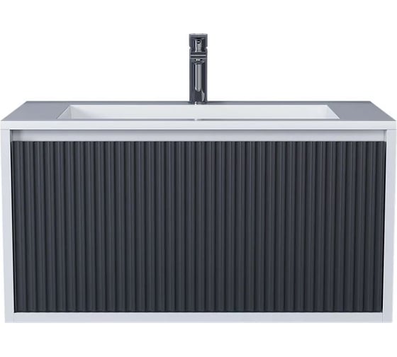 Подвесная тумба с раковиной для ванной uperwood Next Premium 80x45x42 см, белая/графит, 1 ящик 3930205166