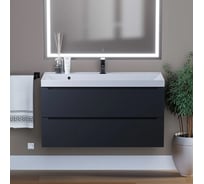 Подвесная тумба с раковиной для ванной uperwood Tanos-Classic Quartz 100x45x55 см, черная/уголь 3930421701