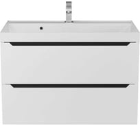 Подвесная тумба с раковиной для ванной uperwood Tanos-Classic Quartz 80x45x55 см, белая графит/бетон 3930421702