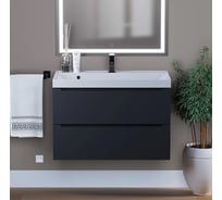 Подвесная тумба с раковиной для ванной uperwood Tanos-Classic Quartz 80x45x55 см, черная/уголь 3930421700