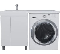 Напольная тумба с раковиной под стиральную машину uperwood Magenta 60/120 см, белая, с дверцами, левая 51930205156