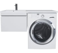 Подвесная тумба с раковиной под стиральную машину uperwood Magenta 60/120 см, белая, выдвижной ящик, левая 51930205153