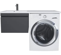 Подвесная тумба с раковиной под стиральную машину uperwood Magenta 60/120 см, черная, выдвижной ящик, левая 51930205155