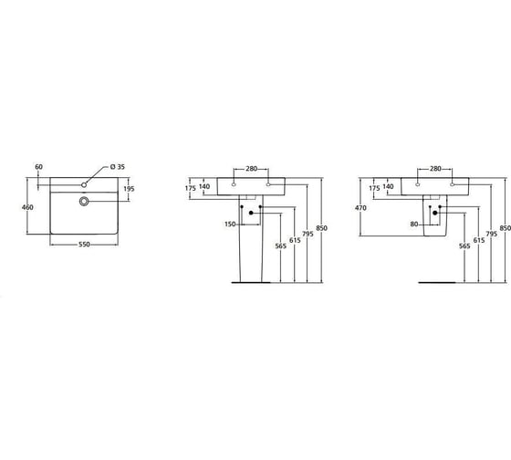 Умывальник Ideal Standard E784401 CONNECT CUBE 55 см 00040931
