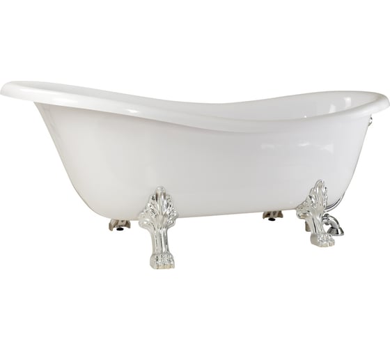 Ванна VERAGIO "MARKIZA" 185x82xH75 см, на лапах LEONE STANDART, белая, слив/перелив хром VR.GMN-5410.CR