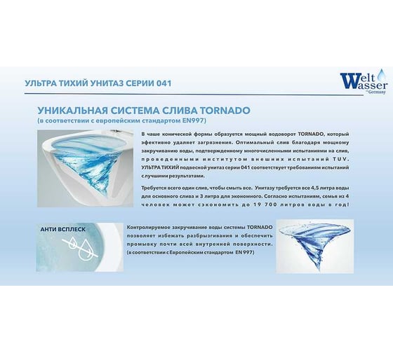 Унитаз подвесной Weltwasser WW GELBACH 041 MT-BL 10000008262