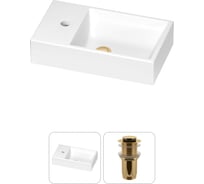 Раковина для ванной Wellsee WC Area в наборе 2 в 1: подвесная/накладная раковина; донный клапан без перелива в цвете золото 202011465