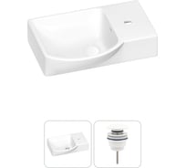 Раковина для ванной Wellsee WC Area в наборе 2 в 1: подвесная/накладная раковина; универсальный донный клапан в цвете матовый белый 202011582
