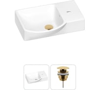 Раковина для ванной Wellsee WC Area в наборе 2 в 1: подвесная/накладная раковина; универсальный донный клапан в цвете золото 202011581