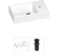 Раковина для ванной Wellsee WC Area в наборе 2 в 1: подвесная/накладная раковина; донный клапан без перелива в цвете матовый черный 202011460