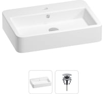 Раковина для ванной Wellsee Halcyon в наборе 2 в 1: прямоугольная раковина; универсальный донный клапан в цвете хром 202011479