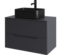 Подвесная тумба с раковиной ORANGE Line 80 см, графит/черный Li-80TugMDF+B02-460MB