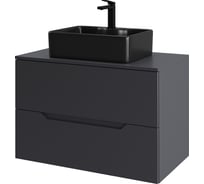 Подвесная тумба с раковиной ORANGE Line 80 см, графит/черный Li-80TugMDF+B01-475MB