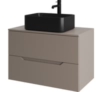 Подвесная тумба с раковиной ORANGE Line 80 см, латте/черный Li-80TuLMDF+B02-460MB