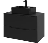 Подвесная тумба с раковиной ORANGE Line 80 см, черный Li-80TubMDF+B01-475MB