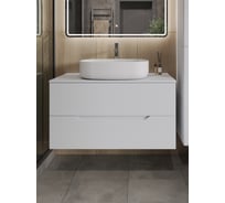 Тумба с раковиной подвесная ORANGE Line 100 см, белый Li-100TuwMDF+B08-600W