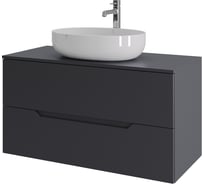 Тумба с раковиной подвесная ORANGE Line 100 см, графит/белый Li-100TugMDF+B05-520W