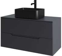 Тумба с раковиной подвесная ORANGE Line 100 см, графит/черный Li-100TugMDF+B02-460MB