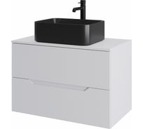 Подвесная тумба с раковиной ORANGE Line 80 см, белый/черный Li-80TuwMDF+B02-460MB
