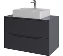 Подвесная тумба с раковиной ORANGE Line 80 см, графит/белый Li-80TugMDF+B04-500W