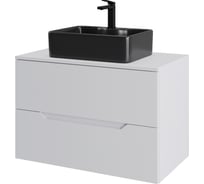 Подвесная тумба с раковиной ORANGE Line 80 см, белый/черный Li-80TuwMDF+B01-475MB