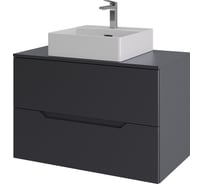 Подвесная тумба с раковиной ORANGE Line 80 см, графит/белый Li-80TugMDF+B04-405W