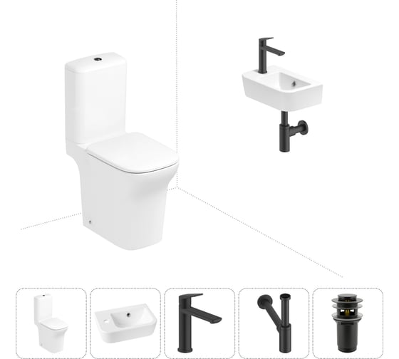 Безободковый напольный унитаз Lavinia Boho Bristol Rimless в комплекте 5 в 1 202008541 1