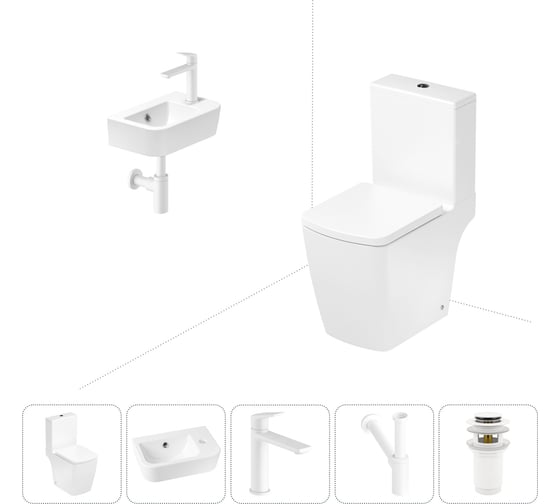 Безободковый напольный унитаз Lavinia Boho Aveo Compacto Rimless в комплекте 5 в 1 202008514 1