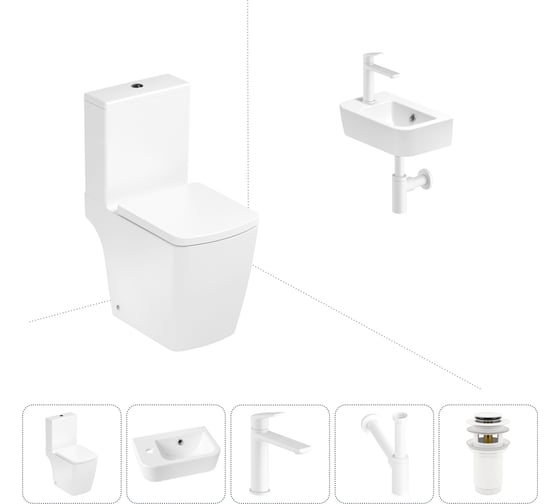 Безободковый напольный унитаз Lavinia Boho Aveo Compacto Rimless в комплекте 5 в 1 202008559 1