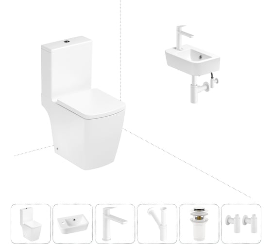 Безободковый напольный унитаз Lavinia Boho Aveo Compacto Rimless в комплекте 6 в 1 202008649 1