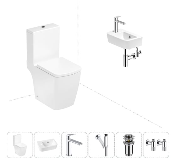 Безободковый напольный унитаз Lavinia Boho Aveo Compacto Rimless в комплекте 6 в 1 202008645 1