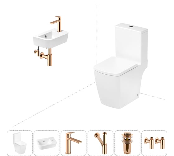 Безободковый напольный унитаз Lavinia Boho Aveo Compacto Rimless в комплекте 6 в 1 202008603 1