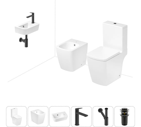 Безободковый напольный унитаз Lavinia Boho Aveo Compacto Rimless в комплекте 6 в 1 202008952 1