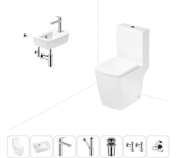 Безободковый напольный унитаз Lavinia Boho Aveo Compacto Rimless в комплекте 7 в 1 202008780 1