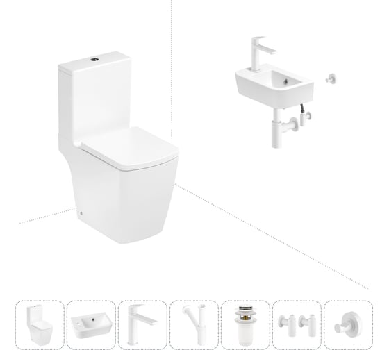 Безободковый напольный унитаз Lavinia Boho Aveo Compacto Rimless в комплекте 7 в 1 202008829 1