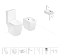 Безободковый напольный унитаз Lavinia Boho Aveo Compacto Rimless в комплекте 7 в 1 202009015
