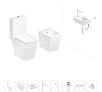 Безободковый напольный унитаз Lavinia Boho Aveo Compacto Rimless в комплекте 8 в 1 202009095