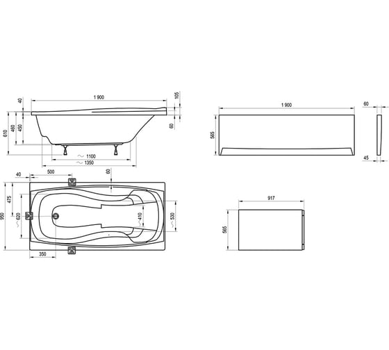 Ванна акриловая Ravak XXL 190x95 белая CA91000000 00000061257