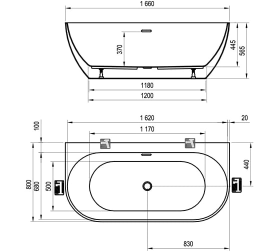 Ванна Ravak  FREEDOM W 1660х800 белая отдельностоящая XC00100024 00000060717