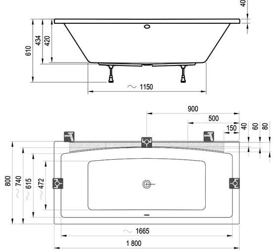 Ванна Ravak FORMY 02 180x80 белая C891000000 00000047794