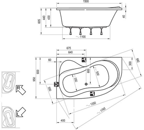 Ванна акриловая Ravak ROSA 150x95 правая C561000000 00000021300