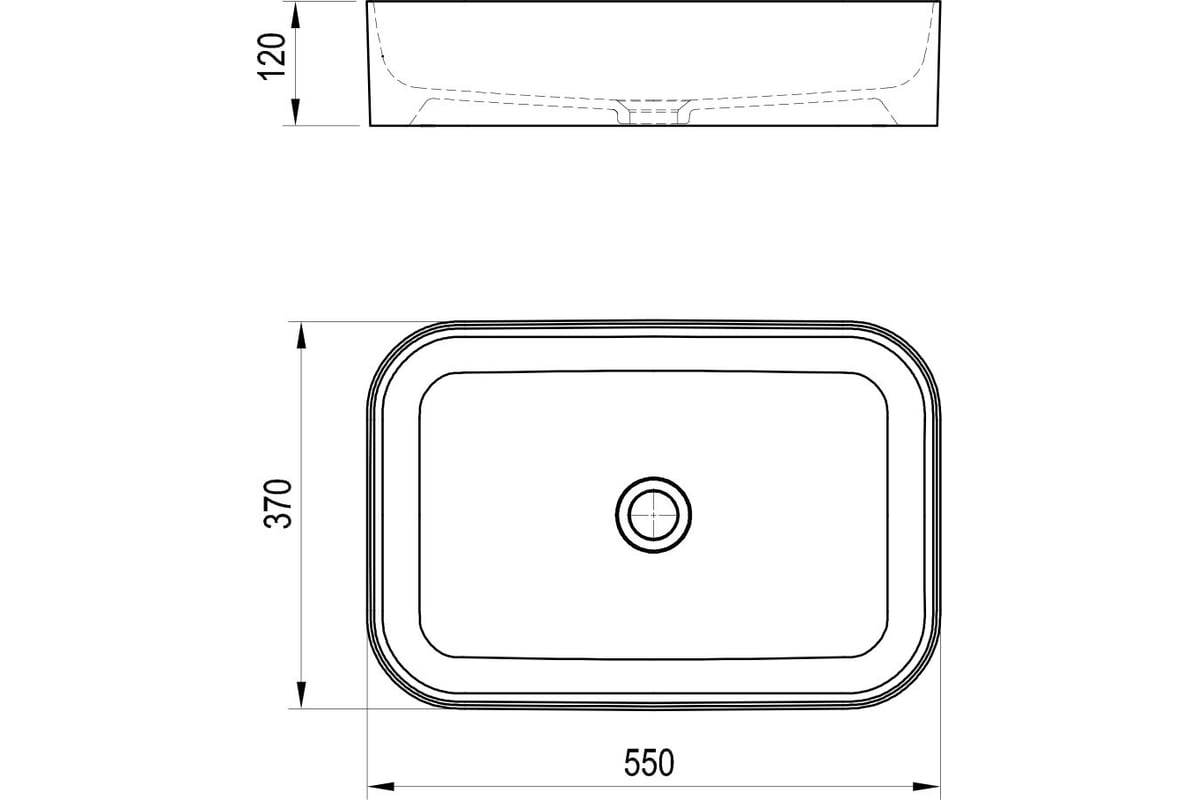 Xjx01155002 раковина на столешницу ceramic 550 r slim 55x37x12 белый