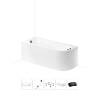 Акриловая ванна Lavinia Boho Art II в наборе 5 в 1: акриловая ванна (левый разворот), ножки, экран, слив-перелив, подголовник 202011694