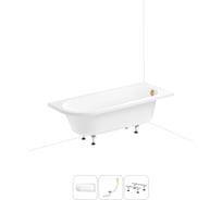 Акриловая ванна Lavinia Boho Art II в наборе 3 в 1: акриловая ванна (правый разворот), ножки, слив-перелив 202011047