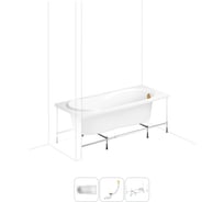 Акриловая ванна Lavinia Boho Easter Pro в наборе 3 в 1: акриловая ванна, каркас, слив-перелив 202011060