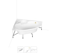 Акриловая ванна Lavinia Boho Bell Pro в наборе 3 в 1: акриловая ванна (левый разворот), каркас, слив-перелив 202011077