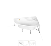 Акриловая ванна Lavinia Boho Bell Pro в наборе 3 в 1: акриловая ванна (правый разворот), каркас, слив-перелив 202011082